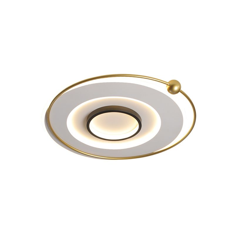 Gold Round Ceiling Mounted Fixture Modern LED Acrylic Flushmount Lighting in White/Warm Light