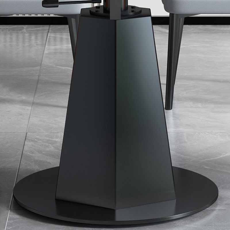 Modern Style Sintered Stone Dining Table Round Drop-Leaf Table with Pedestal