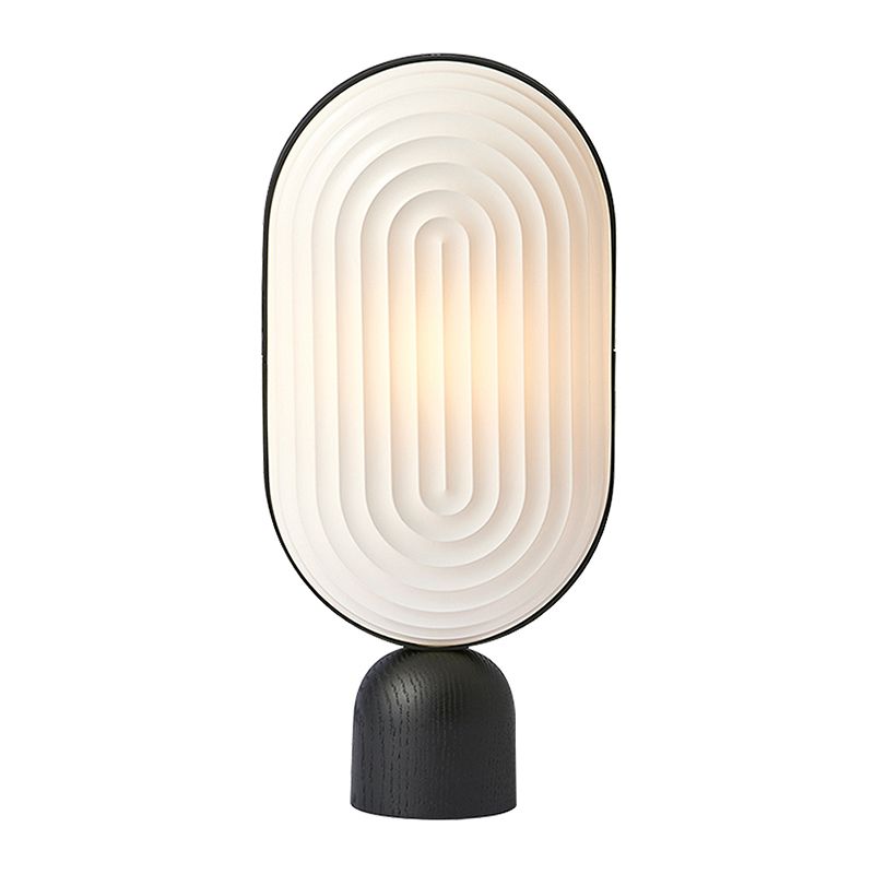 Zeitgenössische LED -Nachttischlampe Weiß längliches Lesebuch Licht mit Harzschatten