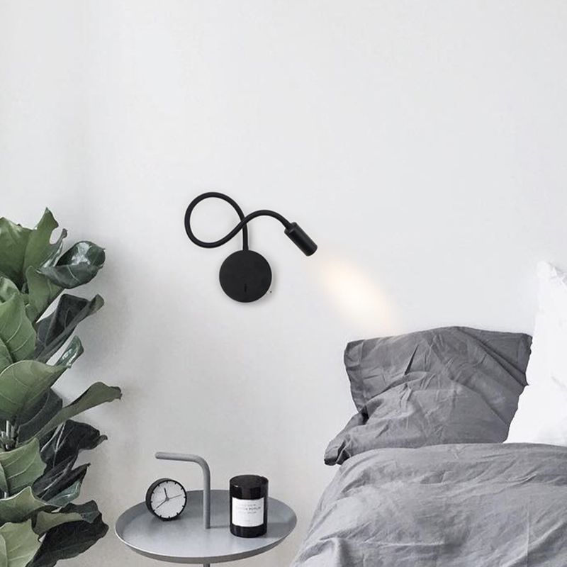 Modern Style Metal Wall Light Round 4" Wide Reading Wall Sconce for Bedroom
