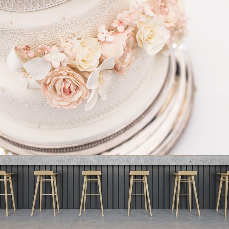 Modern Mural Dessert with Wedding Cake Pattern Wall Decor for Dessert Shop