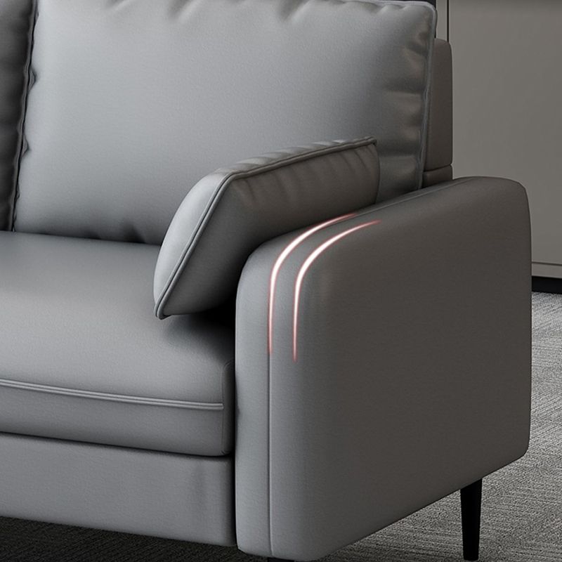 3-Seater Faux Leather Sofa Mid Century Loose Back Square Arm Settee