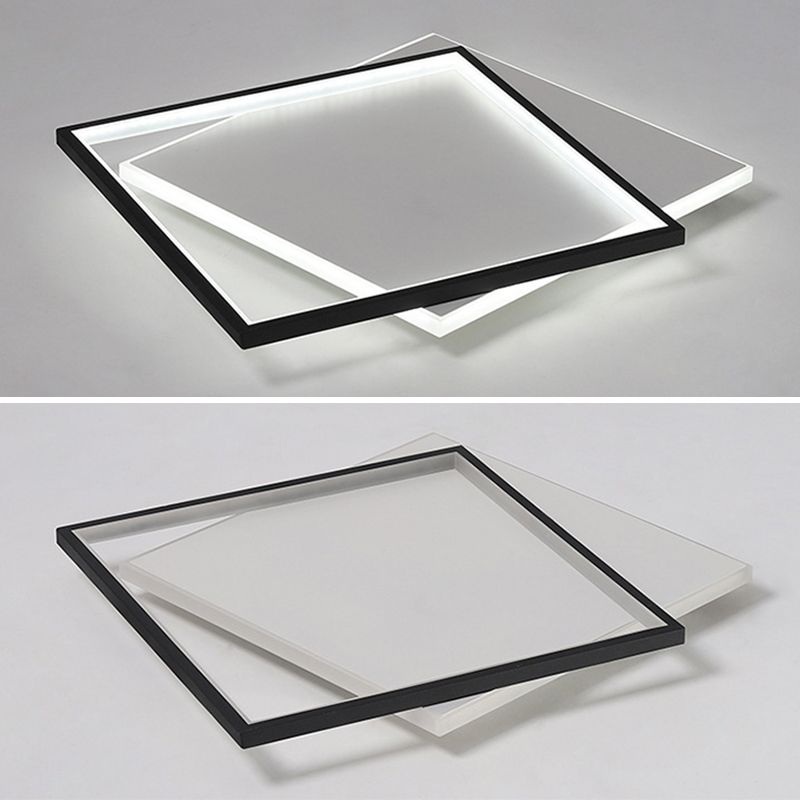Ultra-thin Flush Mount Lighting Simplicity Metal Black-White LED Ceiling Lamp for Living Room