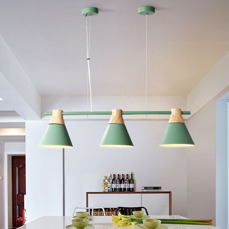 3 Lights Metal Island Pendant Lighting Nordic Style Cone Shade Island Lamps for Dining Table