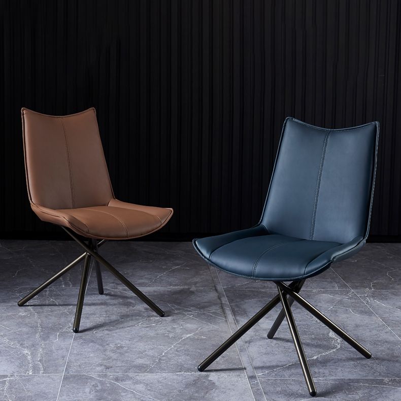Sillas laterales de comedor con respaldo sólido de estilo industrial, sillas de comedor de cuero para cocina