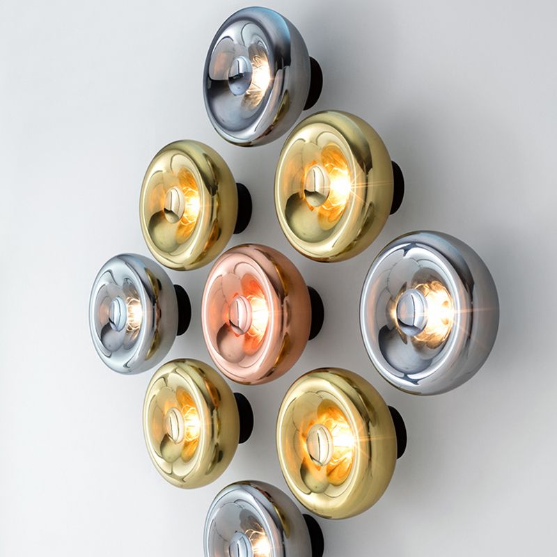 Circle Mouth-Blown Glass Wall Lamps 1-Light Contemporary Style Wall Mount Lamp