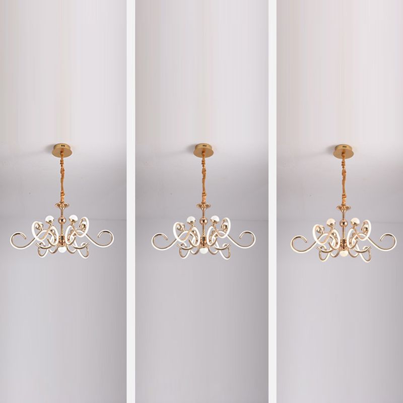 Accesorios de iluminación de lámpara de estilo posmoderno araña colgante de metal en oro