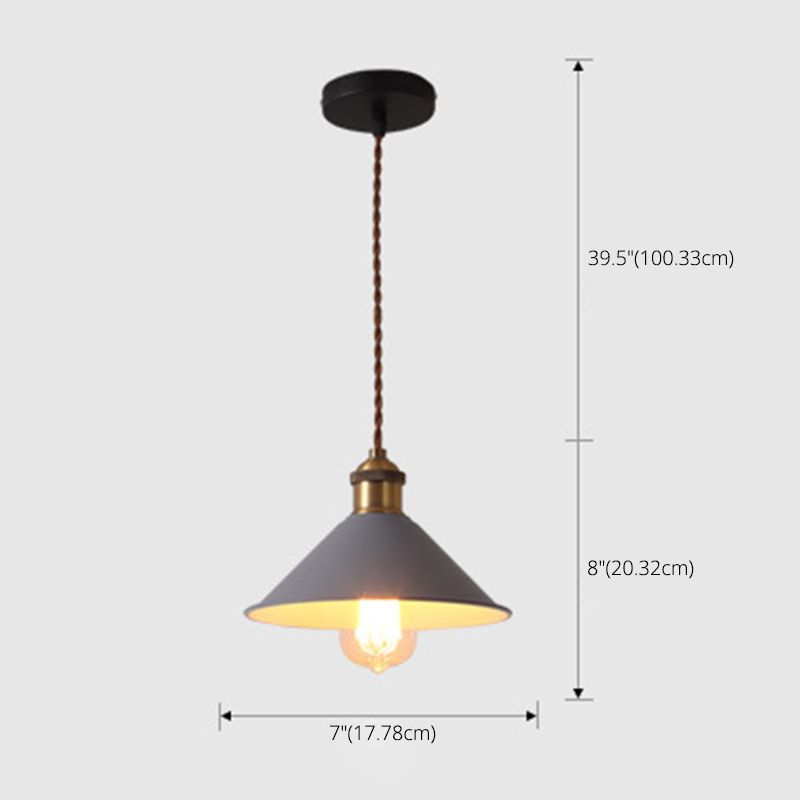 Cone Pendant Light Fixture Macaron Iron Hanging Pendant Lights for Restaurant