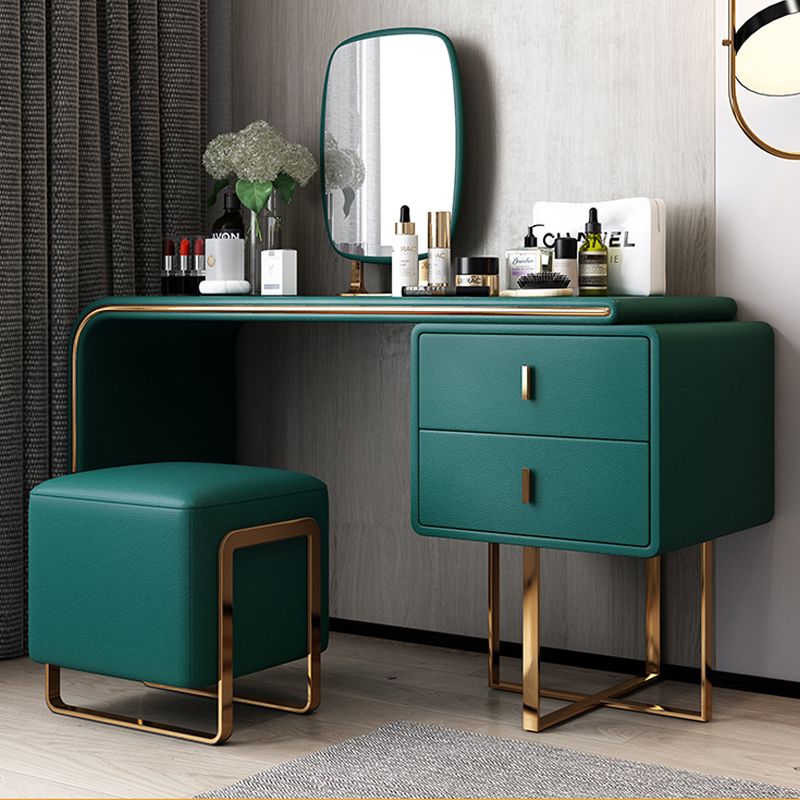 Faux Leather Make-up Vanity Wood Vanity Dressing Table with 2 Storage Drawers