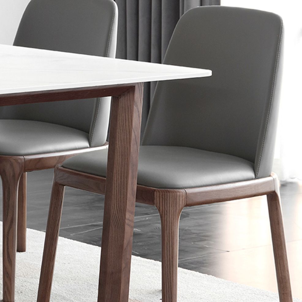 Chaise d'appoint industrielle en cuir de frêne, finition mate, chaise de salle à manger Parsons (Ensemble de 2)
