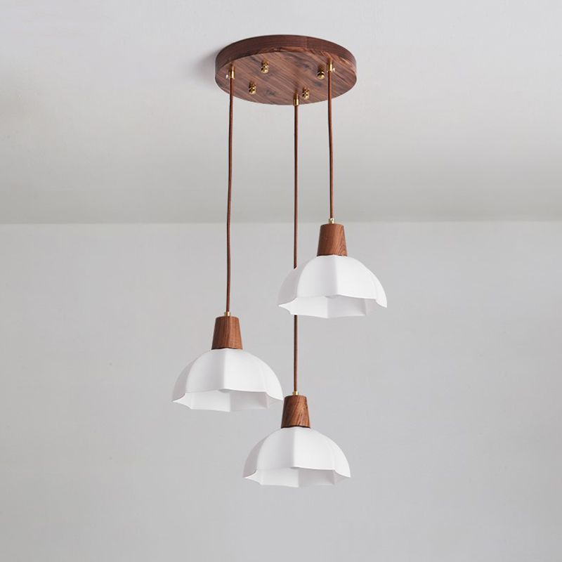 Plafond pendentif dôme Light de style contemporain en bois blanc d'éclairage pendentif blanc