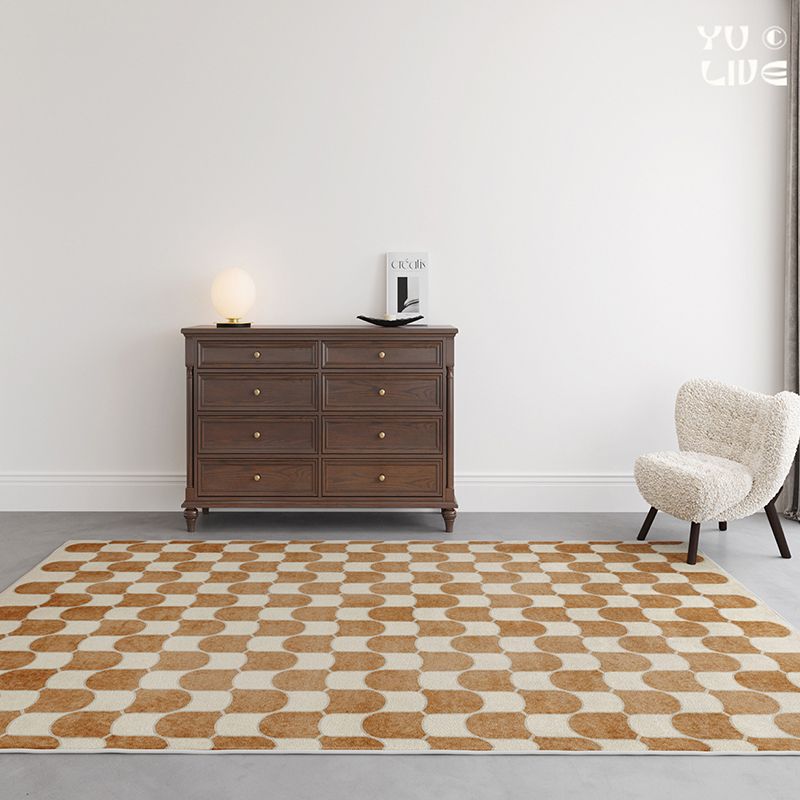 Black Modern Rug Polyester Abstract Grid Rug Non-Slip Backing Rug for Living Room