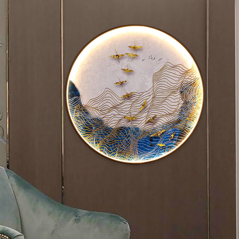 Lámpara de mural decorativa de montaña/pájaro Luz de metal japonés Led de pared de pared de pared para comedor para comedor