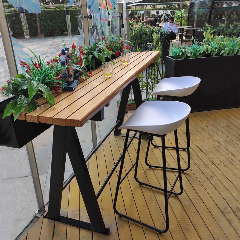 Modern Wood Bar Table with Rectangle Table Top Trestle Table with 42-inch Height