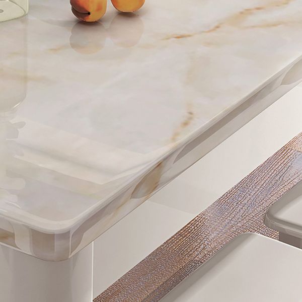 Simplicity Rectangle Dining Site Table Faux Marble Dining Room Collection with 4 Legs