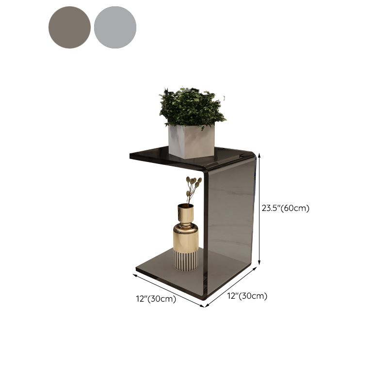 Modernistic Plastic Side Table Abstract with Storage Rectangular Living Room