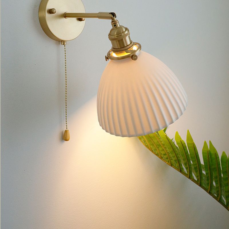 Metal Flared Wall Sconce Lights Modern Style 1 Light Wall Mounted Lamps in White