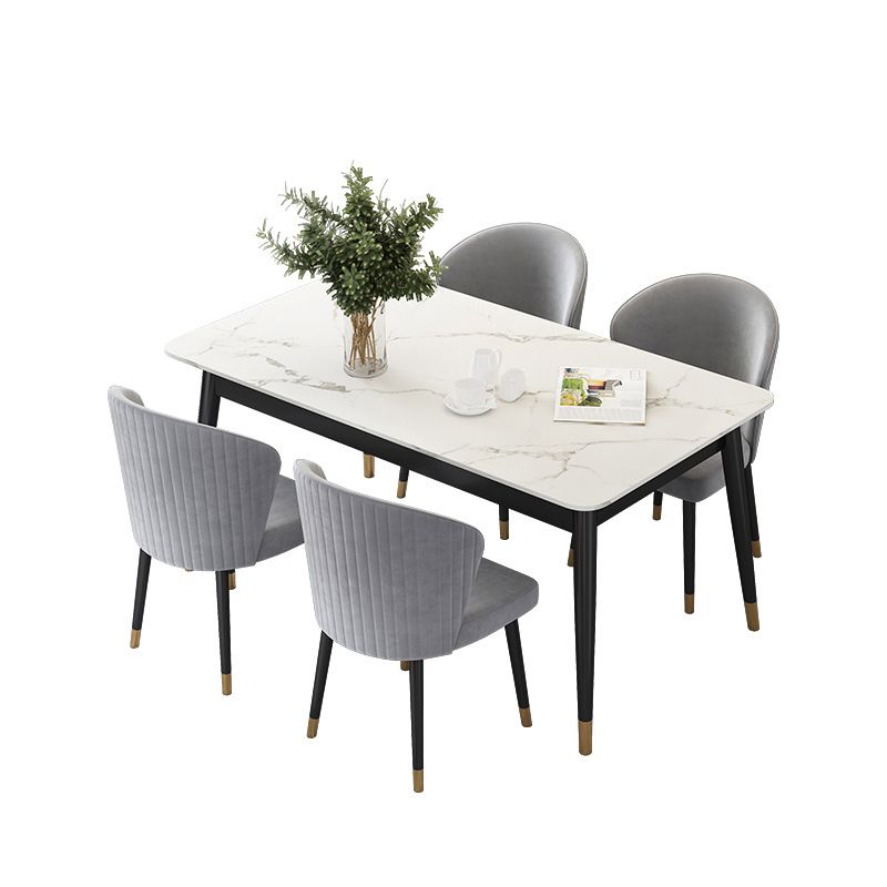 White Stone Top Dining Table Contemporary Rectangle Dining Table with 4 Legs