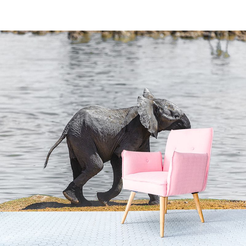 Wild Elephant Animal Mural Wallpaper for Sitting Room, Moisture Resistant