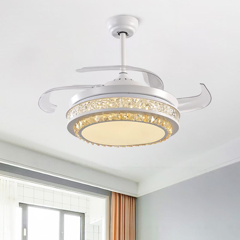 Handgeschnittenes kristallroundes Halbflush Mount Moderne 19 "W LED LED LED LED LEGENLICHE LABER Leuchte mit 4 Klingen