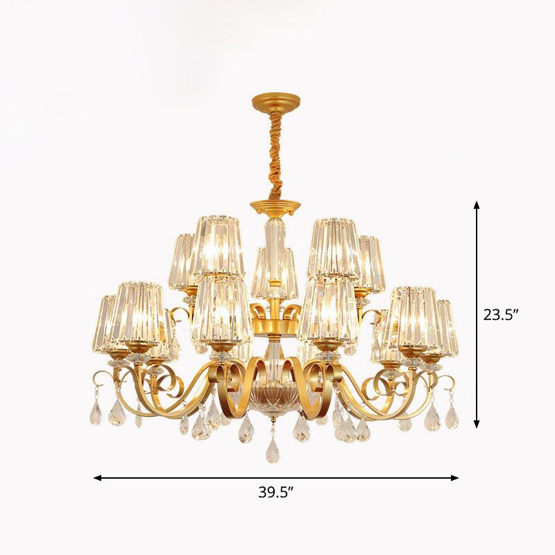 Lámpara de colgante de cono de cristal prismático Luz de lámpara de techo contemporánea con decoraciones de gotas