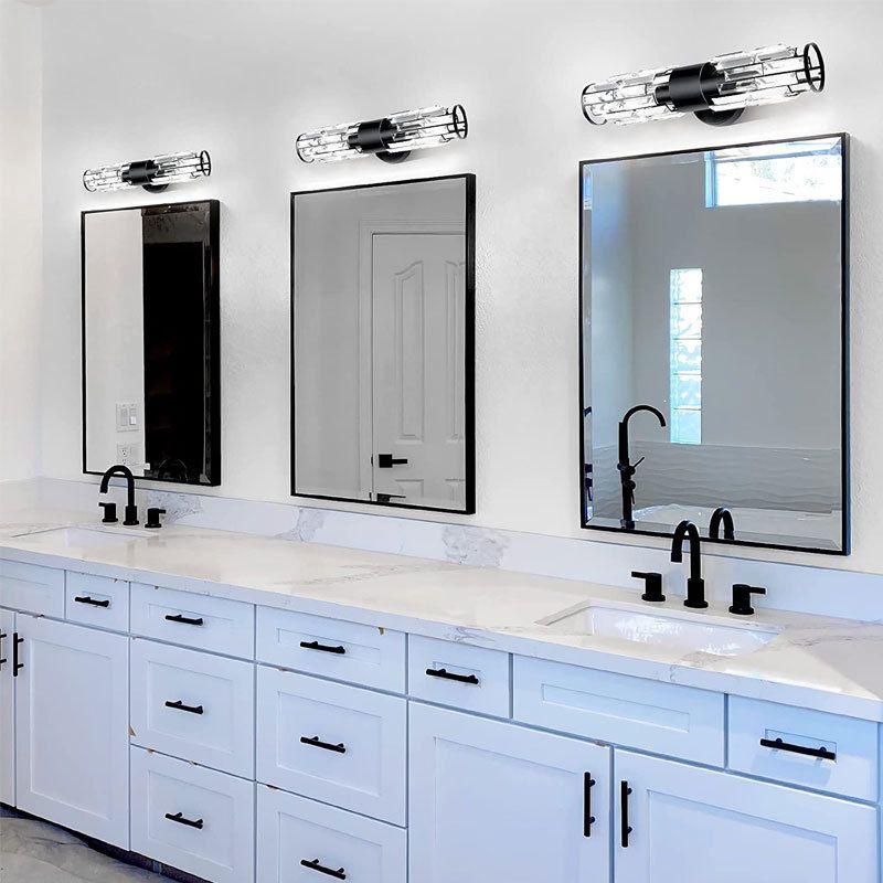 Crystal Modern Bath Sconce Cylinder 2 - Light Bathroom Vanity Lighting