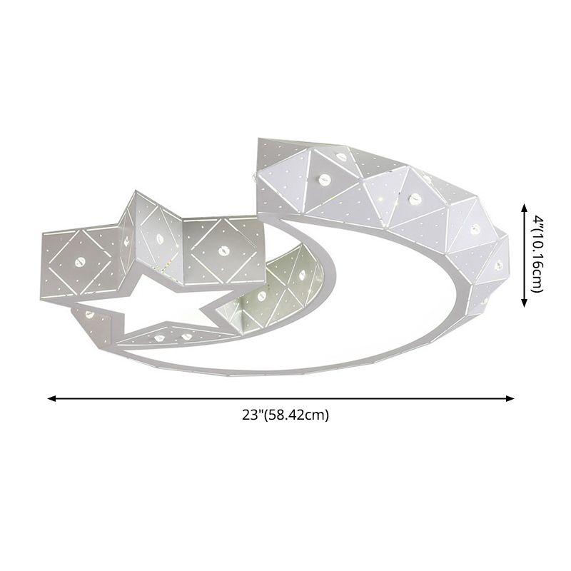 Nordic White Metal Flush Mount Light Fixture Cartoon Moon Flush Mount Spotlight for Kids Bedroom