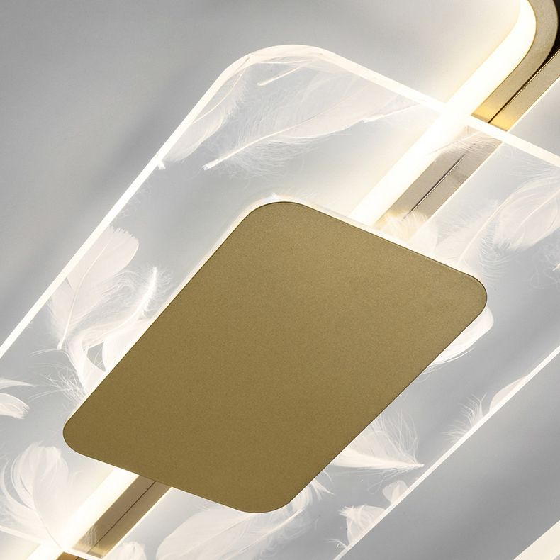 Apparecchio a soffitto sovrapposto Illuminazione semplice da incasso a LED in acrilico dorato per soggiorno