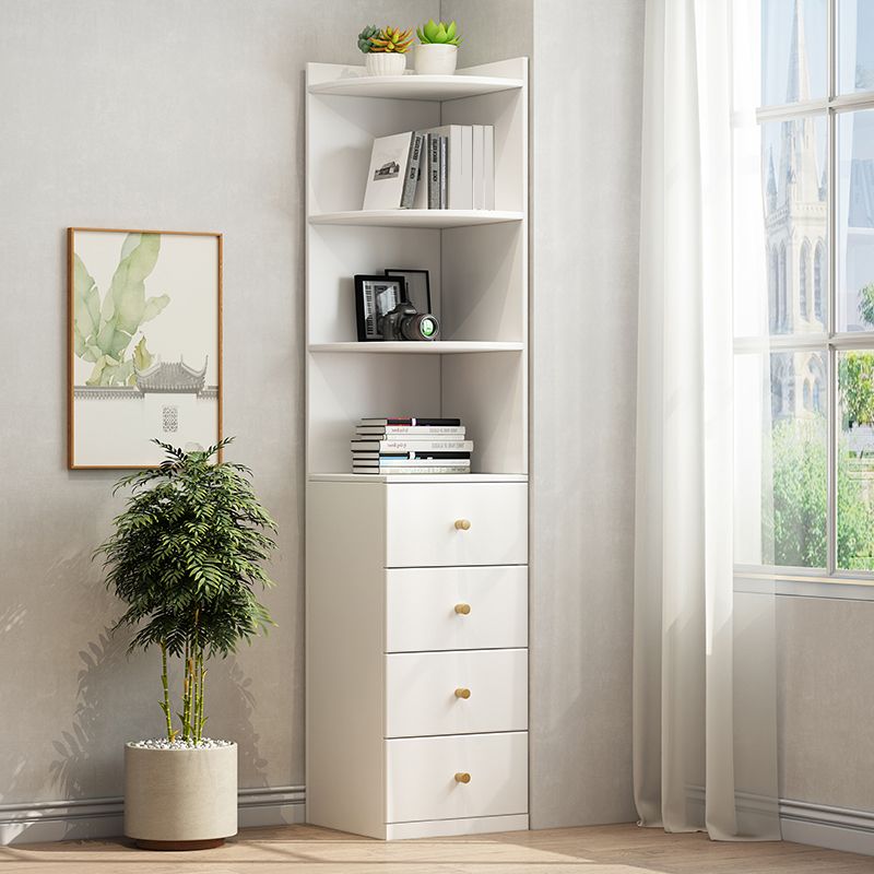 Contemporary 73.23"Tall Corner Chest, 4- Drawer Wood Accent Chest
