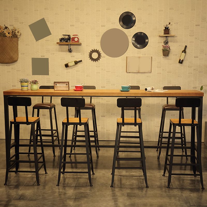 Trestle Base Dining Table Industrial Solid Wood Bar Table for Bistro