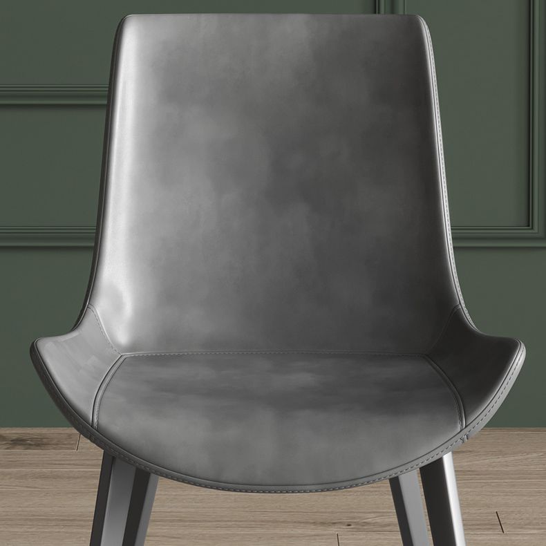 Sillas de comedor de cuero contemporáneas, sillas laterales de comedor con respaldo sólido (juego de 2)