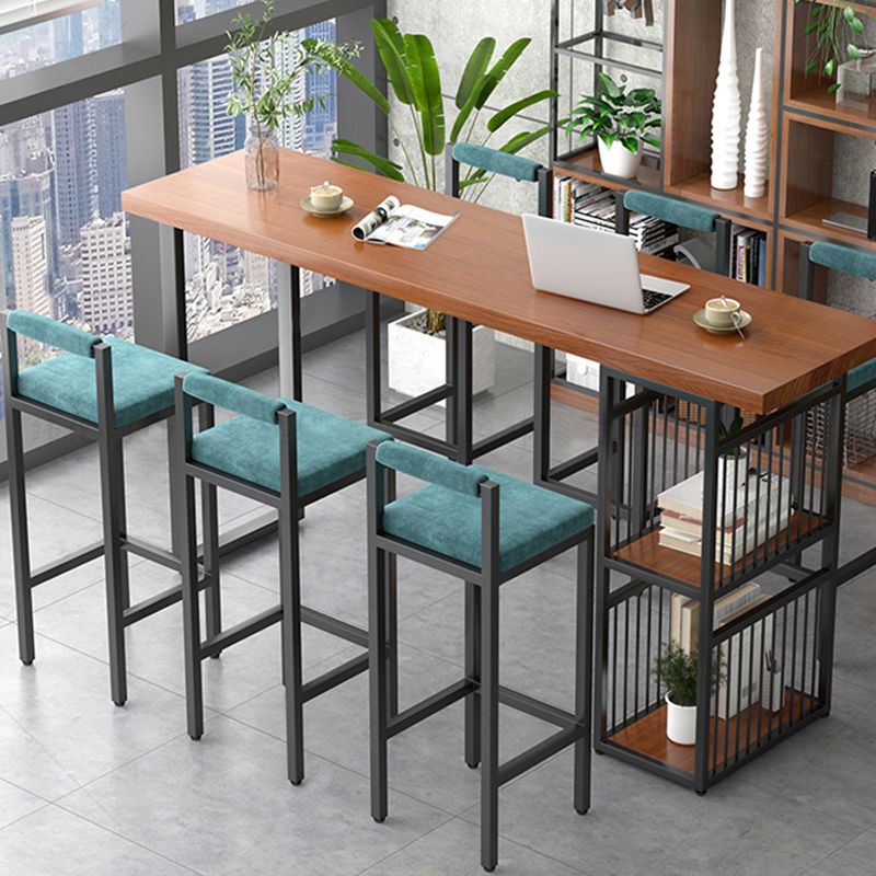 Modern 1/4/7 Pieces Bar Table Set Rectangle Pine Wood Counter Table with High Stools