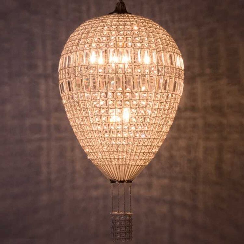 Crystal Balloon Suspension Pendant Light Modern 1-Light Bronze Chandelier for Living Room
