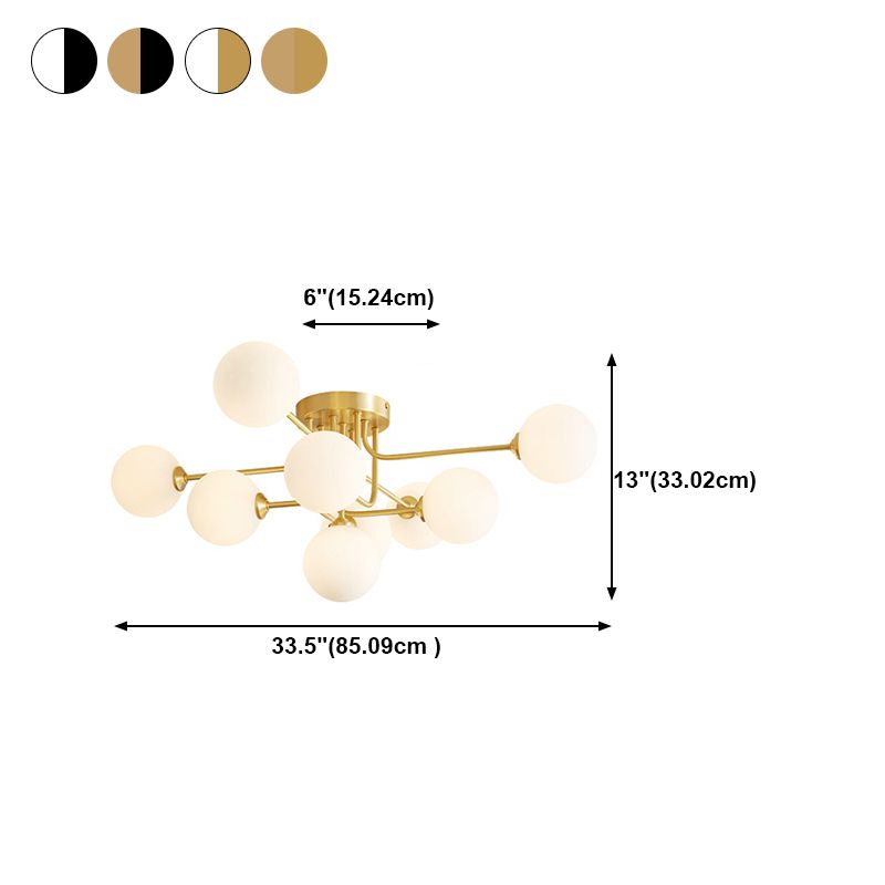 Éclairage de plafond de salon en verre de forme de boule de luminaire monté au plafond simple