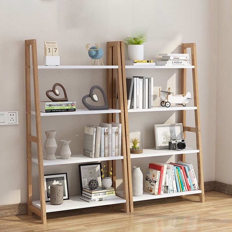 Modern Ladder Vertical Bookshelf Open Wooden Shelf Bookcase for Study Room