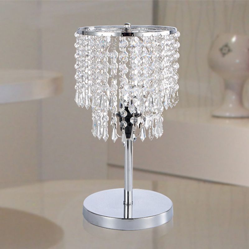 1 tête de salle à manger de la tête Lumière de table chromée moderne avec nuance en cristal à facettes à 2 niveaux