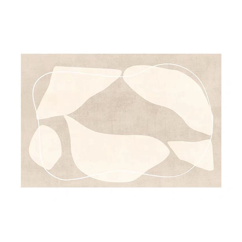 White Color Block Rug Polyester Modern Rug Stain Resistant Rug for Drawing Room