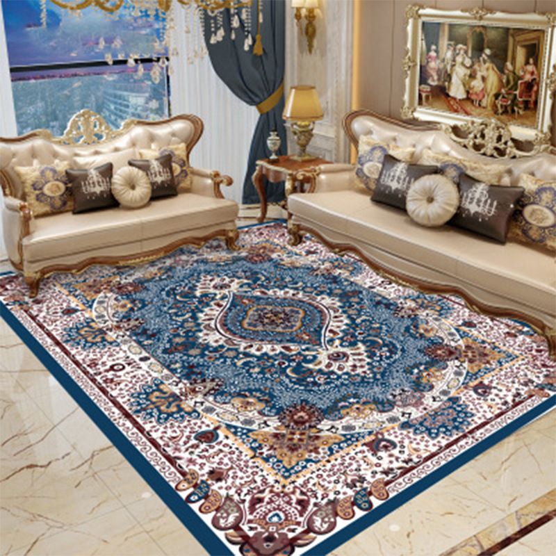 Retro Medallion Pattern Carpet Polyester Area Rug Non-Slip Backing Indoor Carpet for Living Room