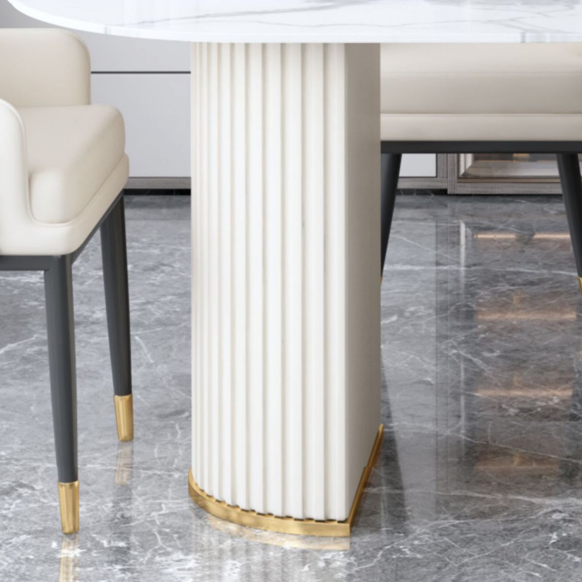 Metal Contemporary Free Form Dining Table Marble Table for Dining Room and Kitchen