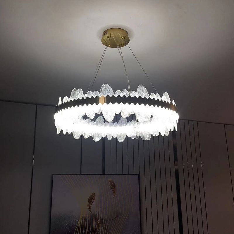Luz de techo minimalista de vidrio ondulado LED de vidrio ondulado de la sala de estar en oro