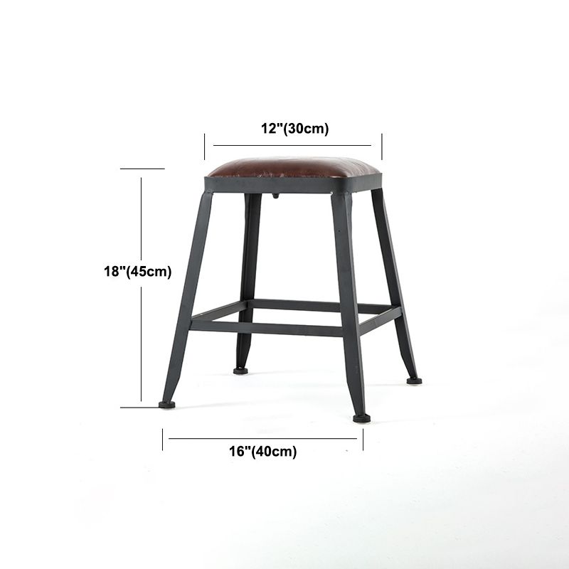 Dining Room Industrial Style Leather Barstool Iron 4 Legs Bar Stool with Pedal