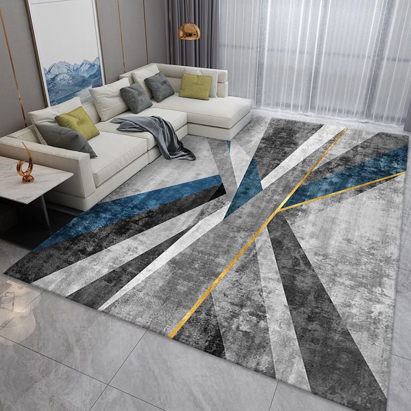 Tapis géométrique du tapis moderne de la Marine Tapis lavable pour le salon