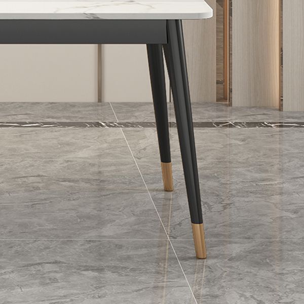 Sintered Stone Dining Table Traditional Luxury 4 Legs Table with Metal Base