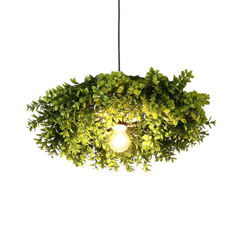 Lumo a soffitto nero in metallo Exposed Bulb 1 Bulb Luld LED Sospensione Apparecchio di illuminazione con decorazione delle piante