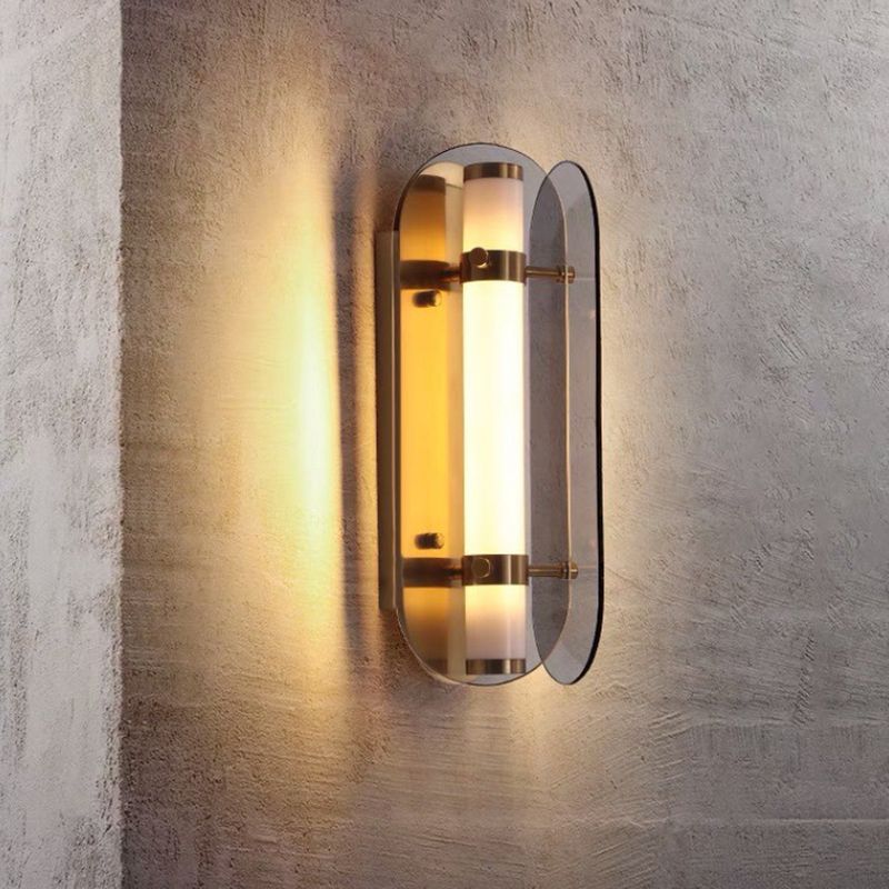 Modern Glass Wall Sconce Cylinder Shape Wall Light with Acrylic Shade for Living Room