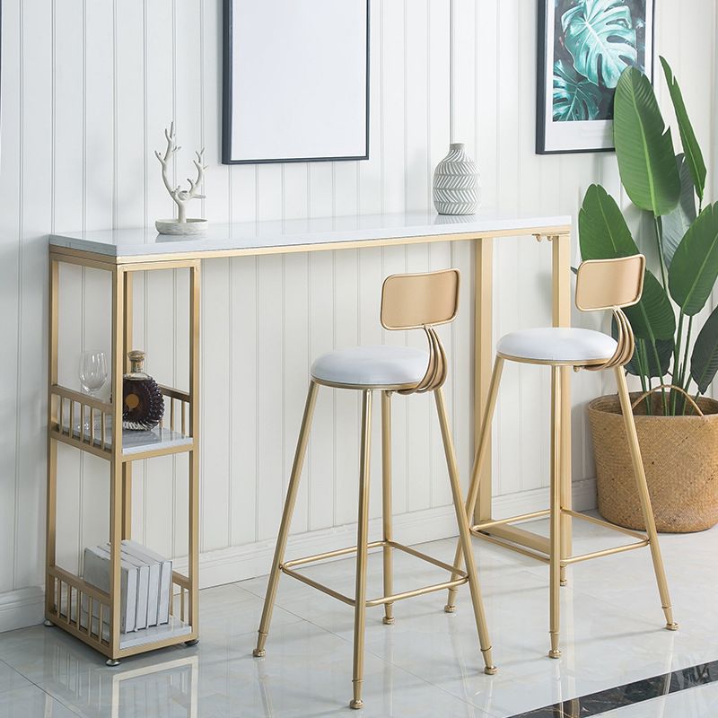 Glam Bar-height Table Solid Wood Top Bistro Pub Table with 2 Shelves