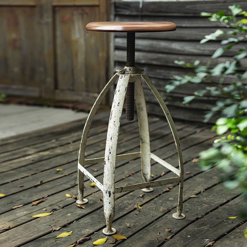 Industrial Adjustable Height Iron Bar Stool 33-inch Round Bristol Bar Stool, 1 Piece