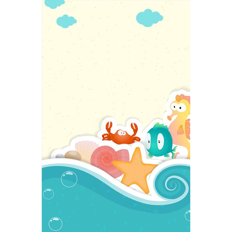Eco-Friendly Marine Organism Murals Cartoon Style Non Woven Fabric Wall Decor, Personalised Size