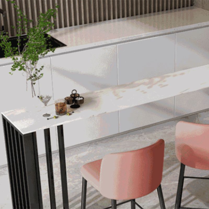 Contemporary Style Rectangle Bar Table Stone Double Pedestal Bar Dining Table for Home