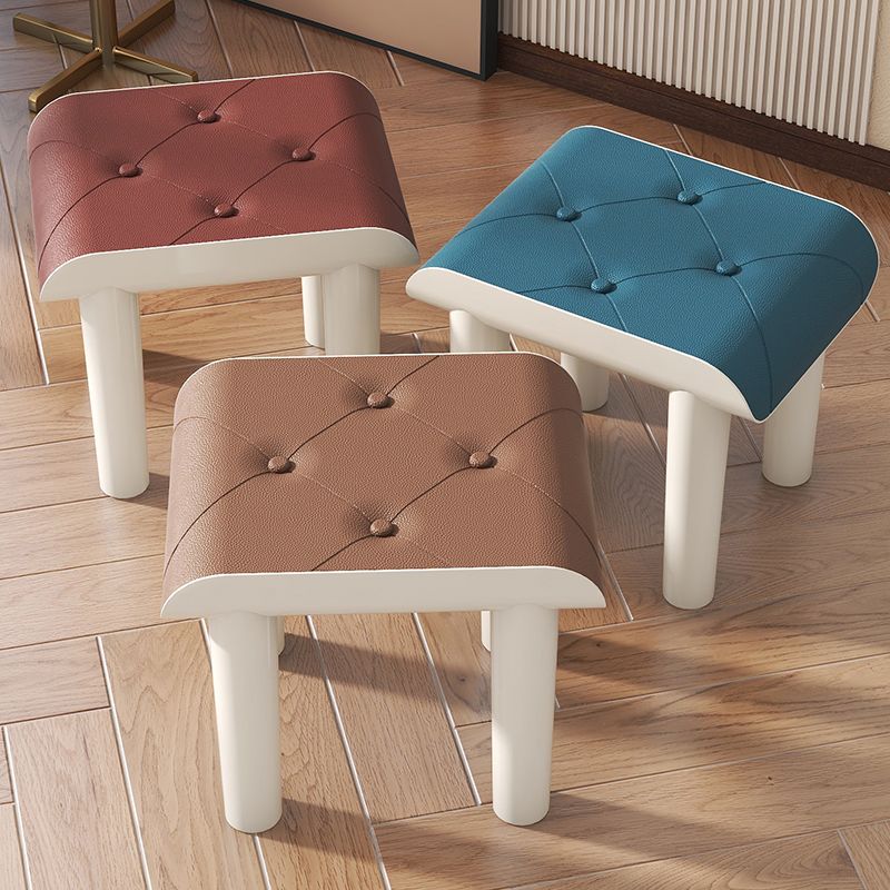 Contemporary Ottoman Faux Leather Acrylic Frame Tufted Rectangle Ottoman